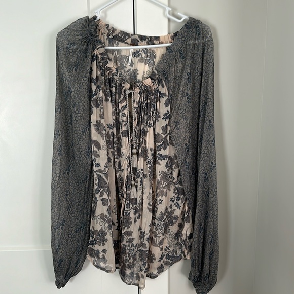 Free People Tops - Free People - Floral Sheer Chiffon Blouse - L